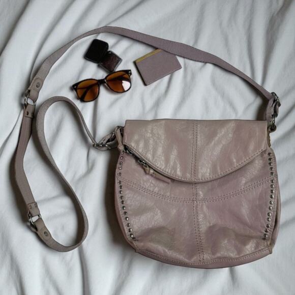 The Sak Women's Light Mauve Leather Silverlake Studded Crossbody Bag Purse - Picture 1 of 13